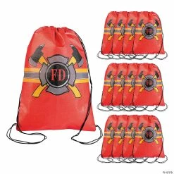 Buy π― 10" x 15" Medium Nonwoven Firefighter Party Drawstring Bags - 12 Pc. π