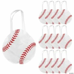 Promo ✨ 12" x 12" Medium ⚾ Baseball-Shaped Nonwoven Tote Bags - 12 Pc. 👍