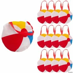 New 🤩 12" x 12" Medium Beach Ball-Shaped Nonwoven Tote Bags -12 Pc. 😍