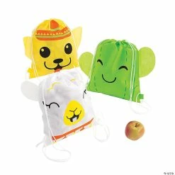 Budget 😉 12" x 15" Medium Fiesta Character Nonwoven Drawstring Bags - 12 Pc. 😍