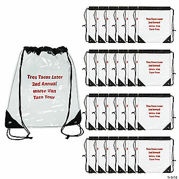 Flash Sale π 14" x 16" Large Personalized Transparent Drawstring Bags - 24 Pc. π₯°