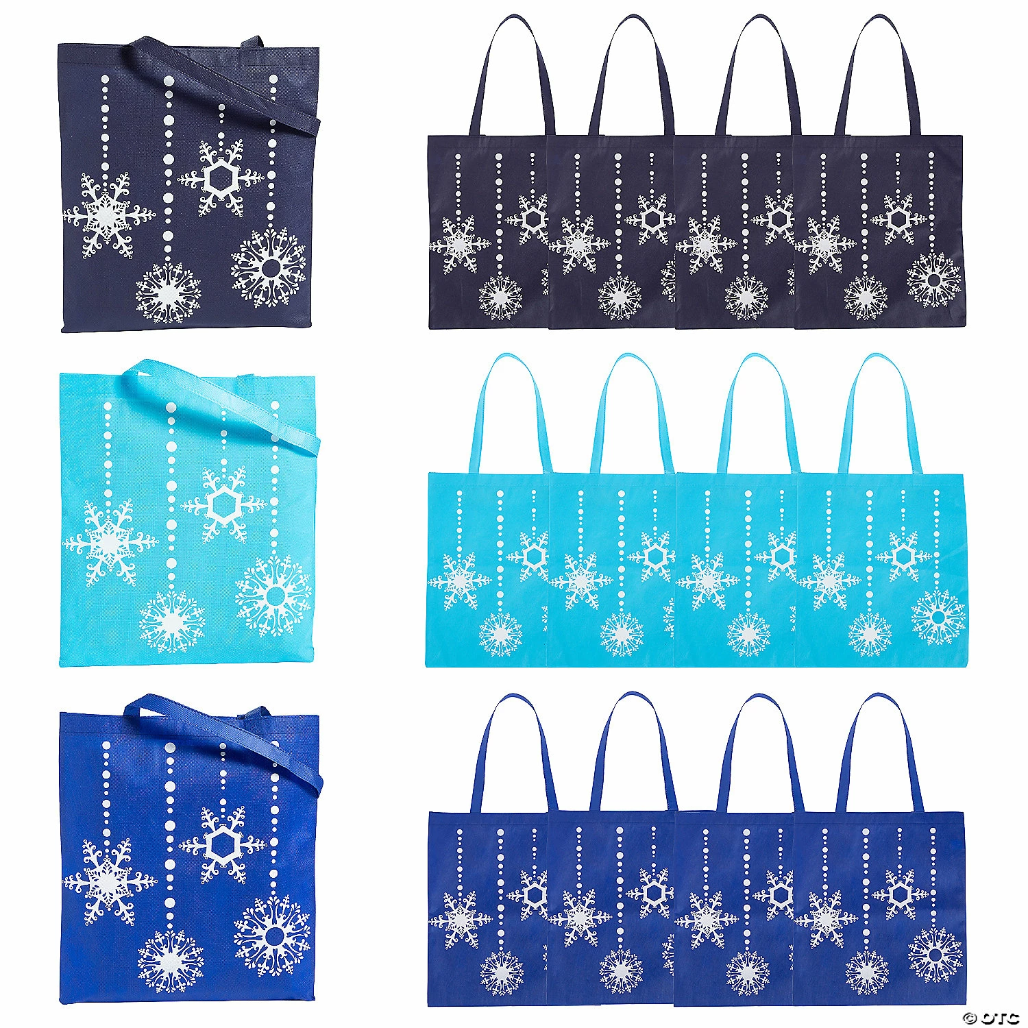 Outlet โจ 15 1/4" x 16 1/2" Large Nonwoven Blue Snowflake Tote Bags - 12 Pc. ๐ฅ