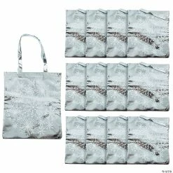 Flash Sale ๐ฅ 15" x 17" Large Metallic Snowflake Tote Bags - 12 Pc. ๐งจ