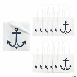 Buy ๐ 15" x 17" Large Nonwoven White Anchor Tote Bags - 12 Pc. ๐