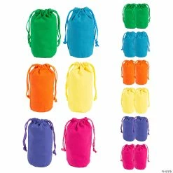 Promo π 4 1/2 " x 7" Mini Bright Color Canvas Drawstring Bags - 12 Pc. π