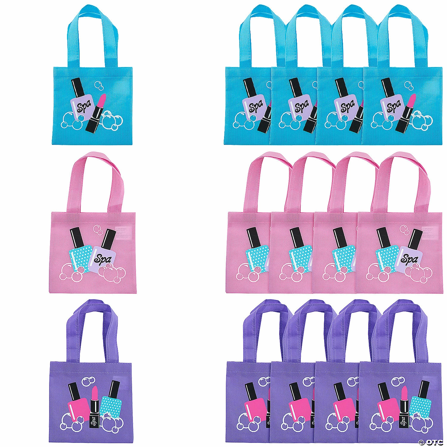 Best Pirce 𧨠6" x 6" Mini Spa Party Nonwoven Tote Bags - 12 Pc. π