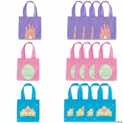 Best Sale 🌟 6" x 6" Nonwoven Mini Princess Party Tote Bags - 12 Pc. 🤩
