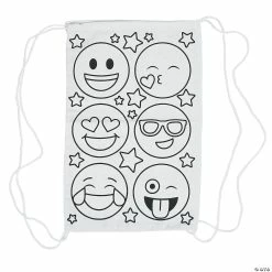 Outlet π Color Your Own Medium Emoji Canvas Drawstring Bags - 12 Pc. β¨