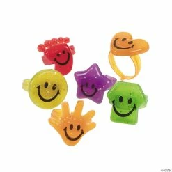 Deals 🥰 Glitter Smile Face Rings - 48 Pc. ✔️