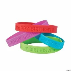 Deals 👏 Happy 🥳 Birthday Rubber Bracelets - 24 Pc. 🎉
