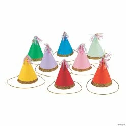 Outlet π Mini Multicolor Cone Party Hats - 8 Pc. π§¨