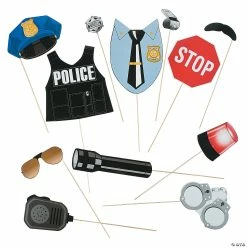 Buy 👍 Police Party Photo Stick Props- 12 Pc. 🛒