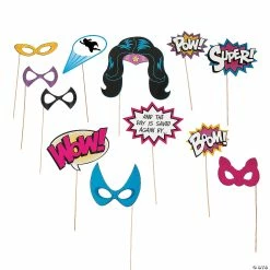 Buy 👏 Superhero Girl Photo Stick Props - 12 Pc. 😀